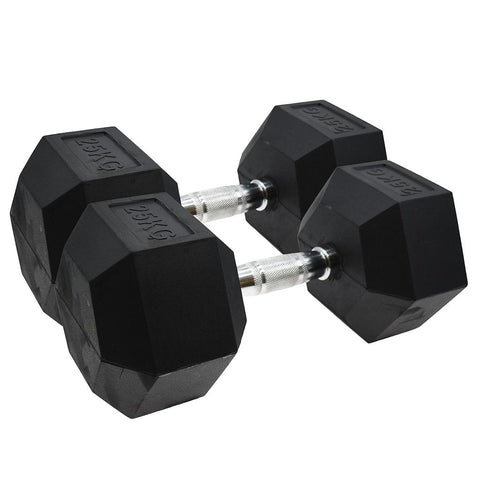 2-25kg Hex dumbbell set.