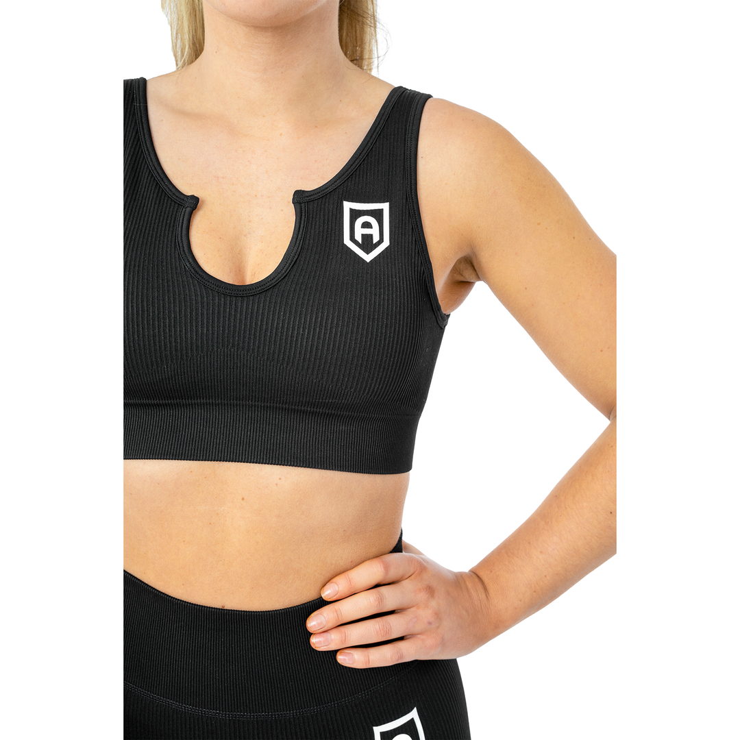 Ribbed Sports Bra - Black